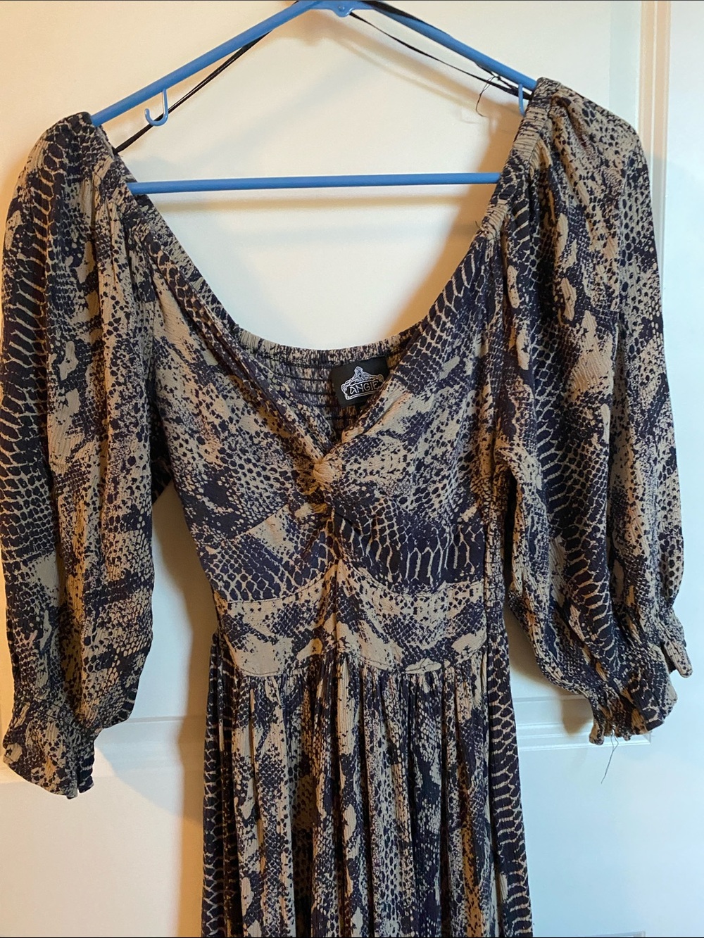 Angie Snake-Print Maxi Dress in Tan and Black